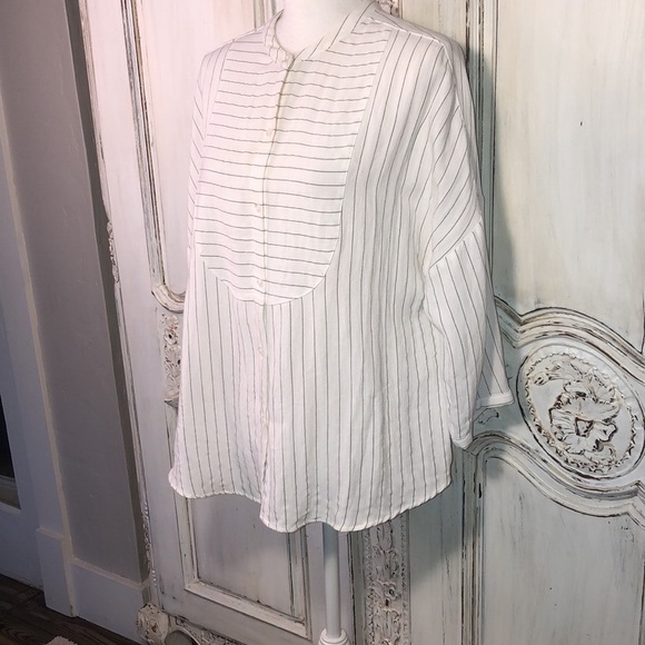 Mossimo Mid Sleeve Stripes Drop Shoulder Button Down Blouse Size Medium - Picture 3 of 7